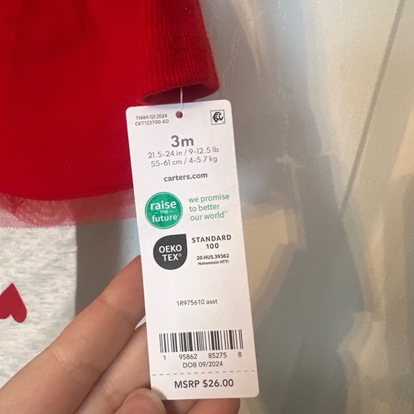 Carter's Red Baby Outfit with Heart Detail - Picture 3 of 4